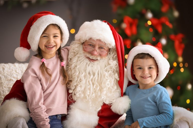 Santa with two children