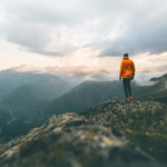 Man standing alone on mountain