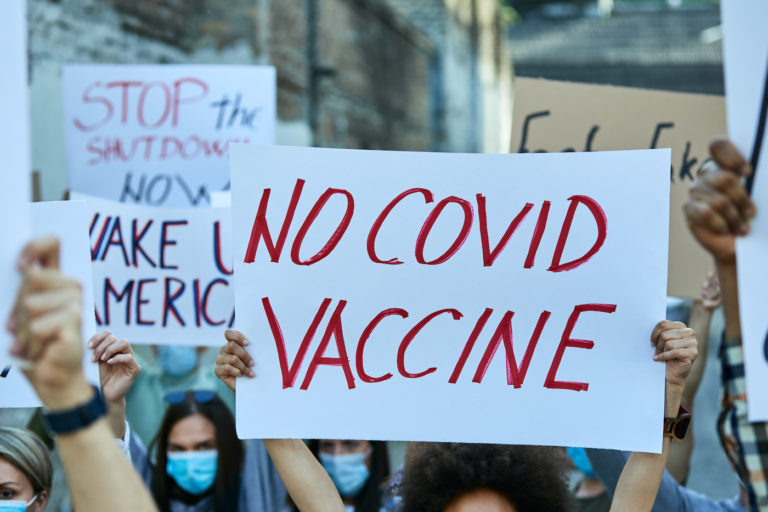 Vaccine protest sign