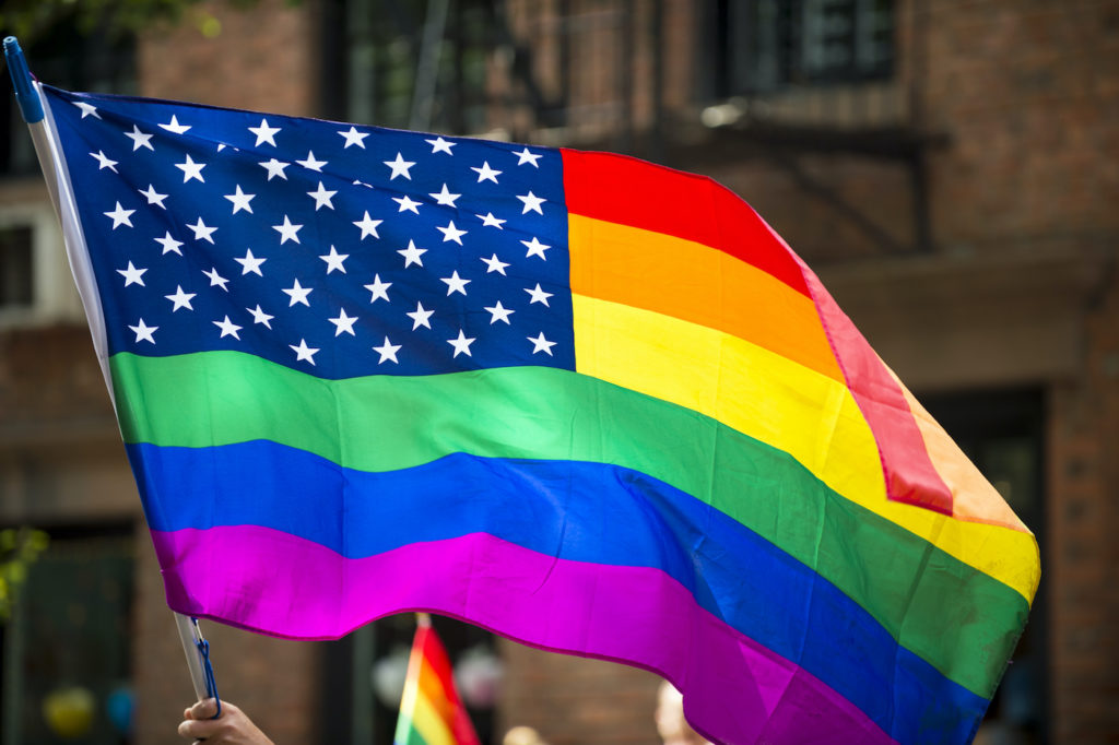 American flag with LGBT colors