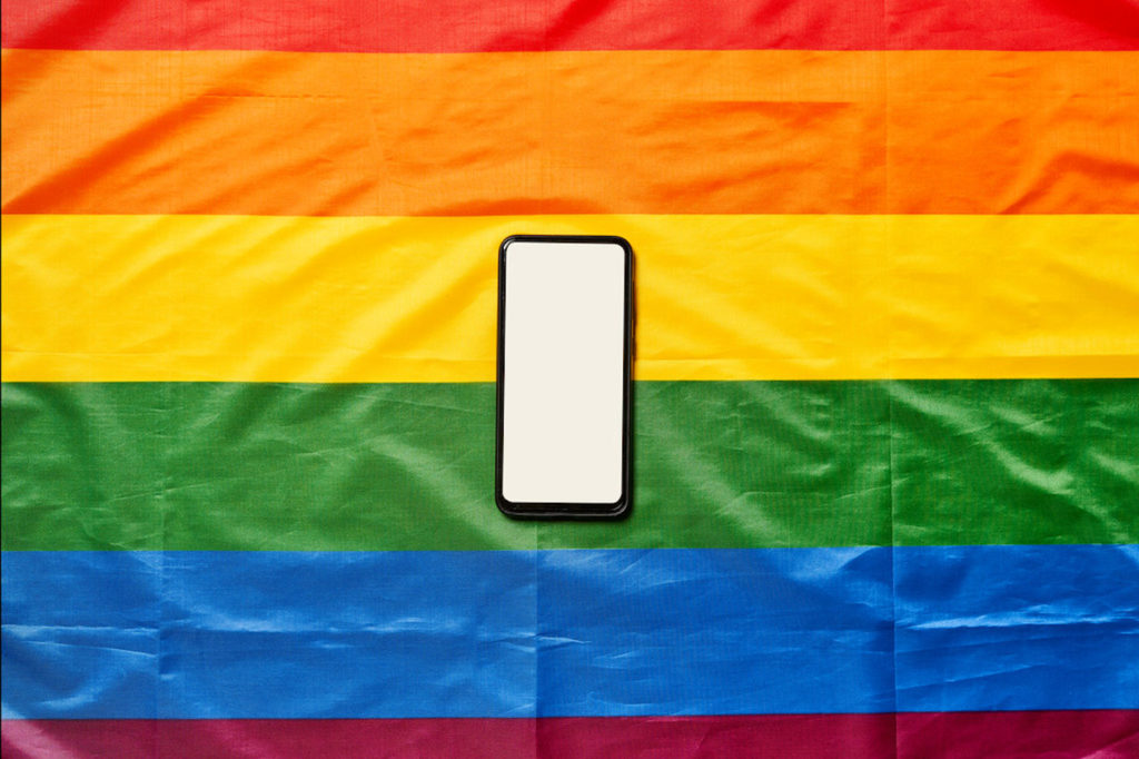 phone, tech, rainbow flag, identity