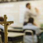 Classroom with crucifix displayed