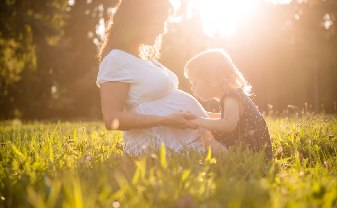 pregnant woman, child