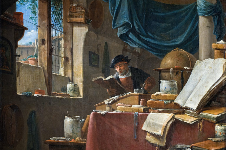 Thomas Wyck painting, "Scholar in his study"