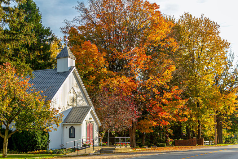 Church building in the fall
