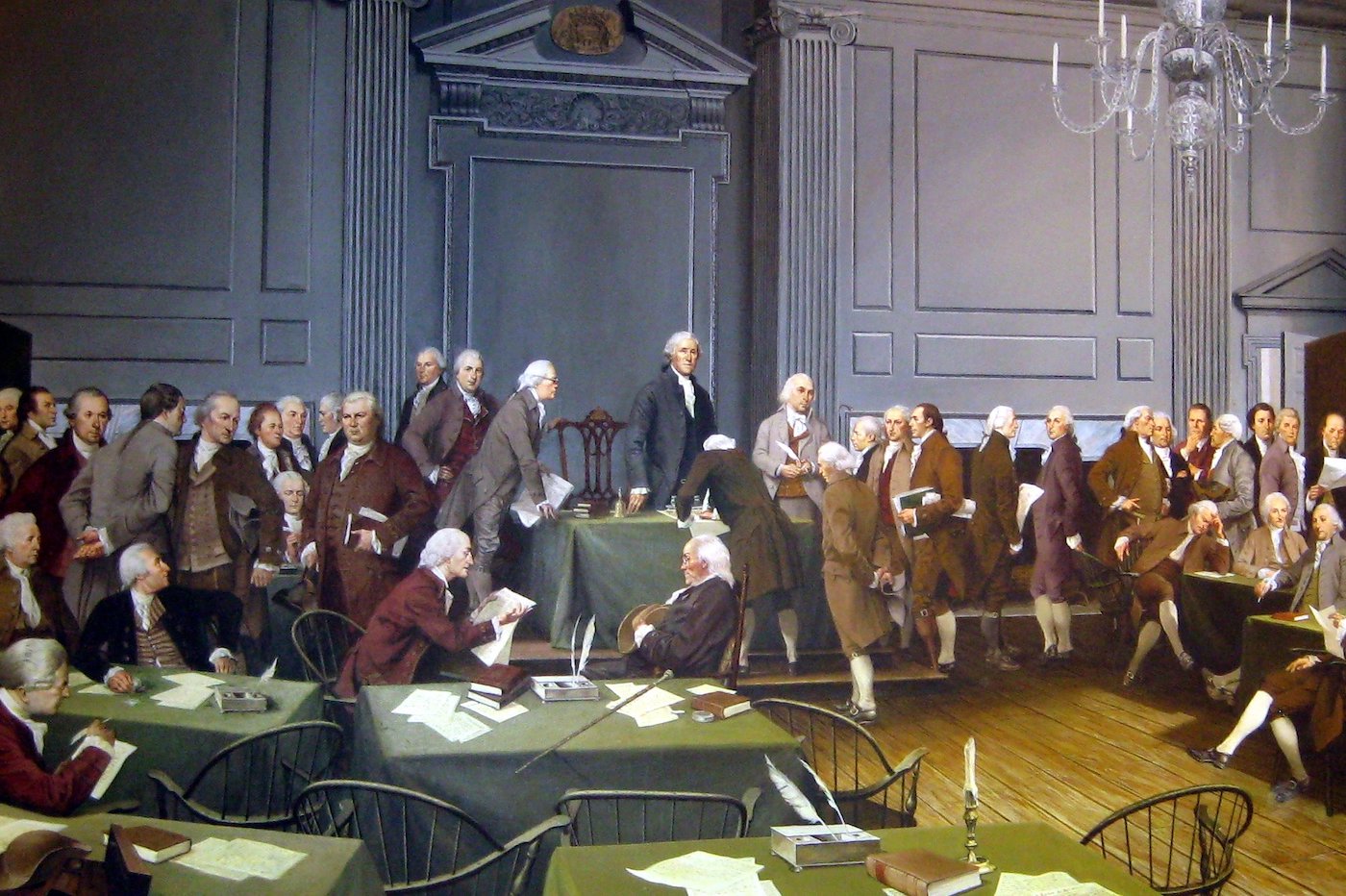 Painting of the signing of the Constitution in Independence Hall