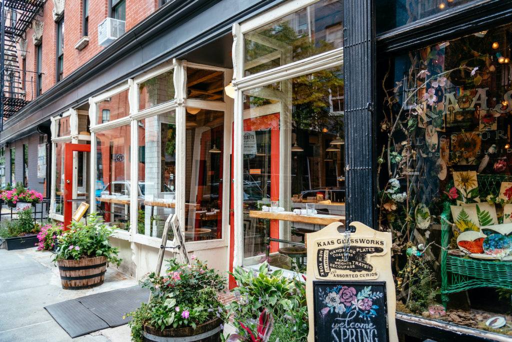 Fashionable restaurant and vintage store in Greenwich Village
