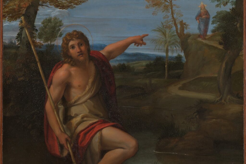 Painting of Saint John the Baptist Bearing Witness by Annibale Carracci